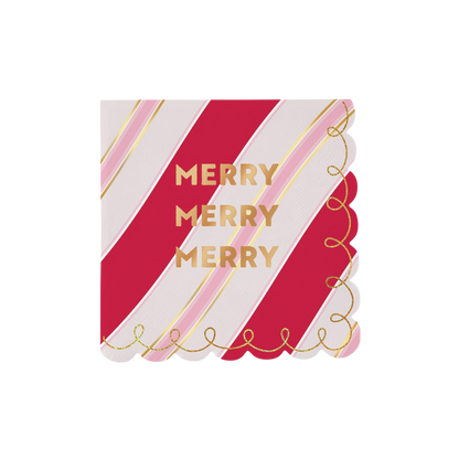 Merry Foil Scalloped Napkins - Set of 20