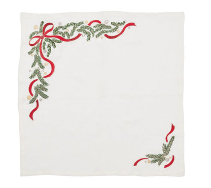 Merry and Bright Napkin in White, Red & Green - Set of 4