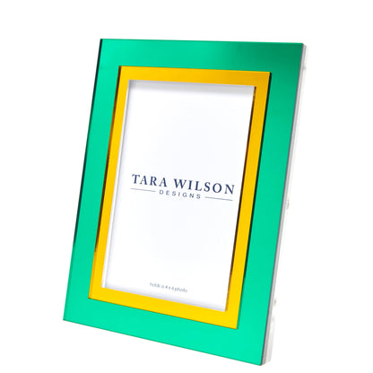 Mirrored Lucite Frame in Yellow and Green