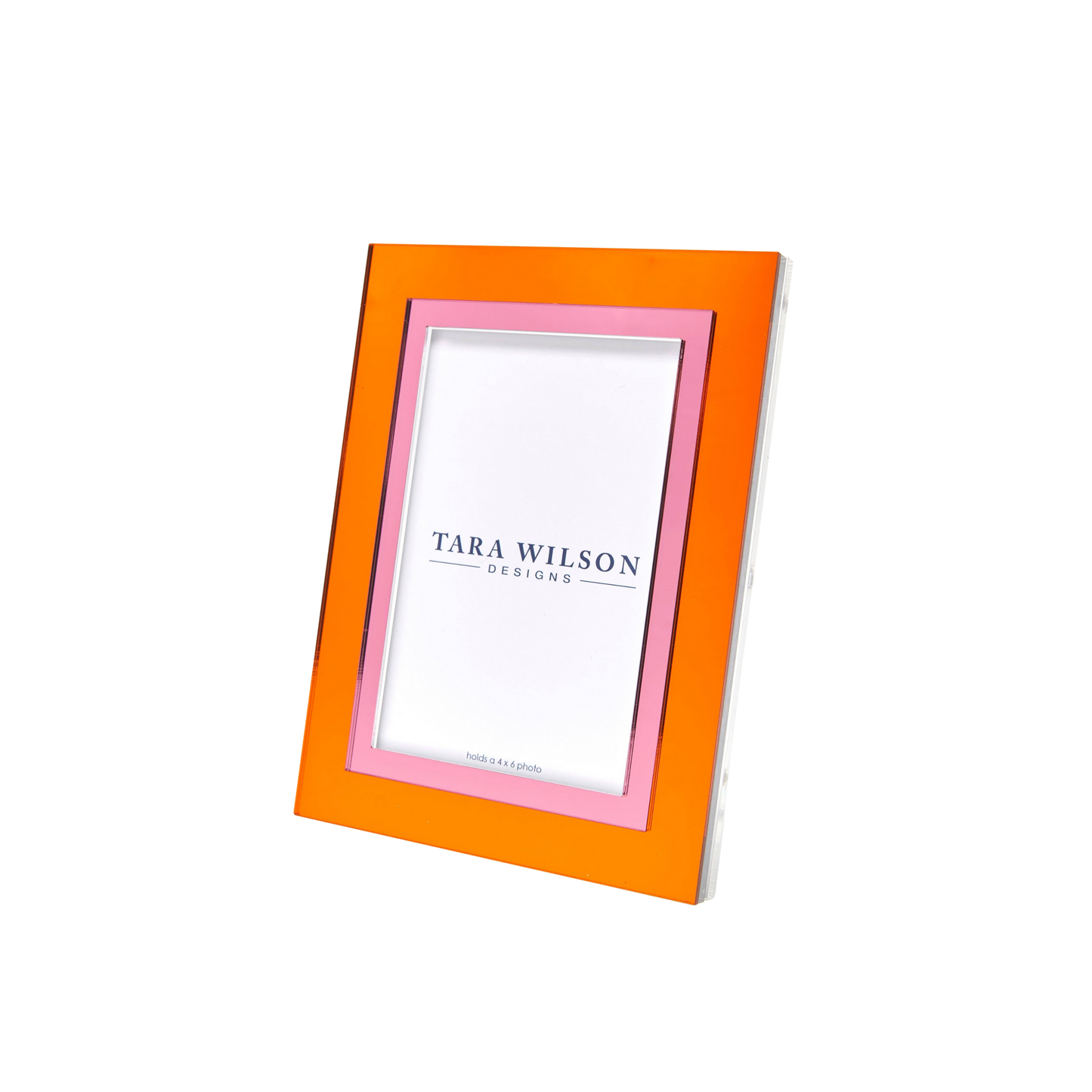 Mirrored Lucite Frame in Orange and Pink