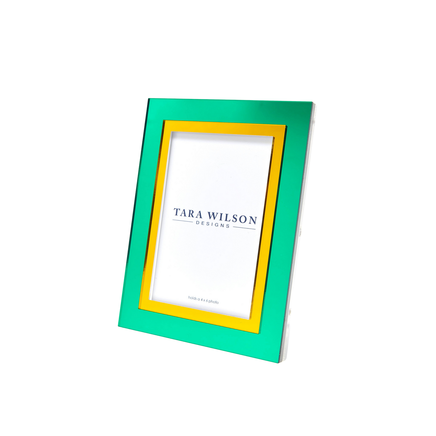 Mirrored Lucite Frame in Yellow and Green