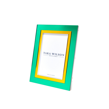 Mirrored Lucite Frame in Yellow and Green