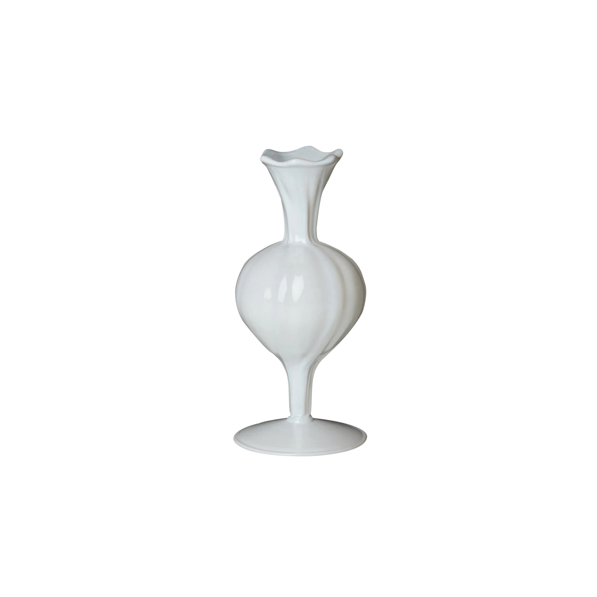 Pristine white bud vase, perfect for adding elegance to table settings or home décor.