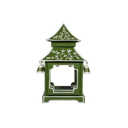 Moss Green & White Vine Pagoda Lantern