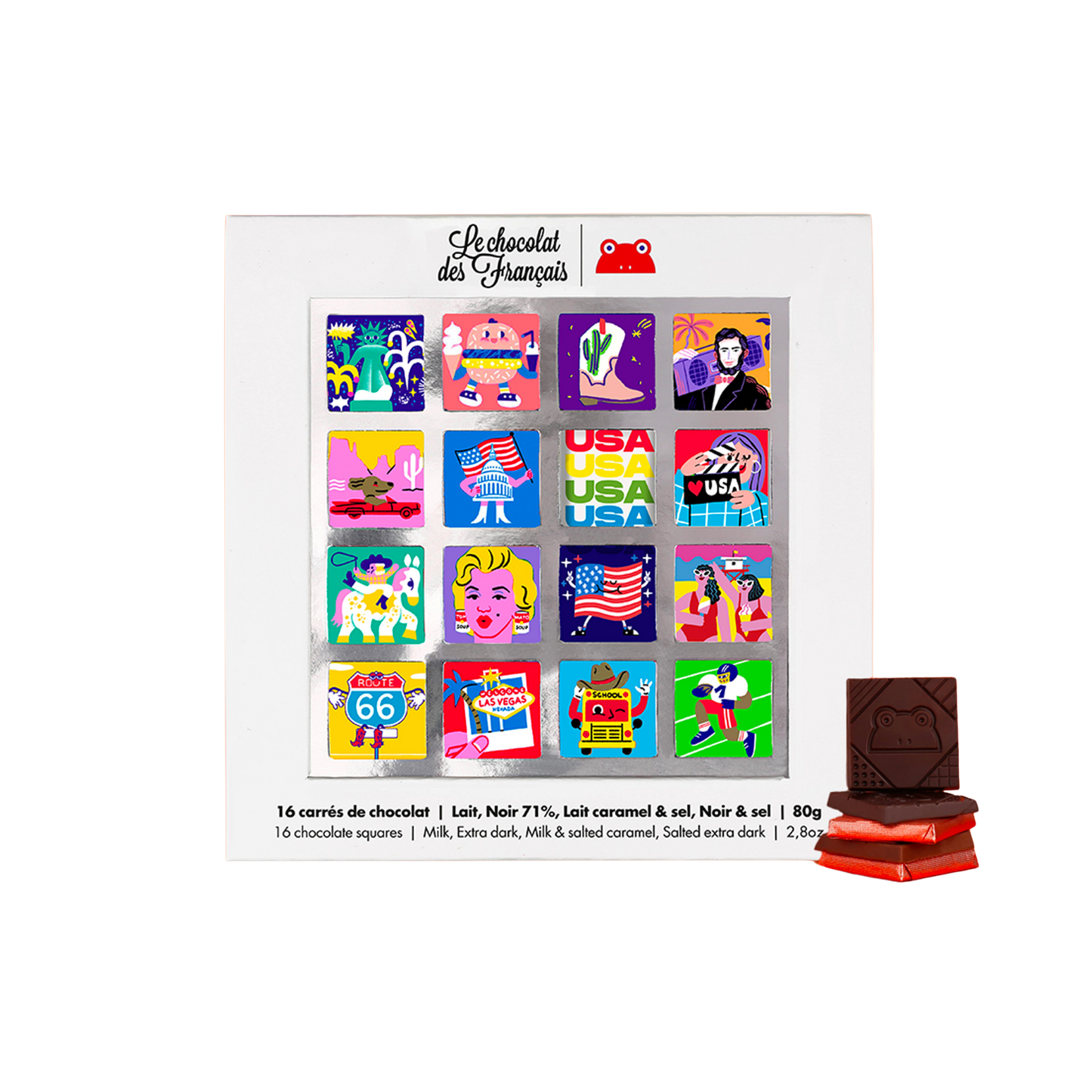 Multi USA 16 Squares Chocolate Giftset