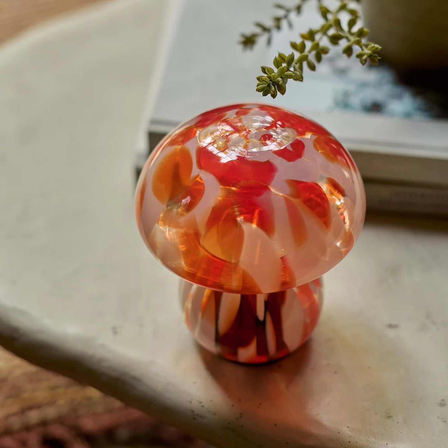 Mushroom Portable LED Table Lamp in Coral