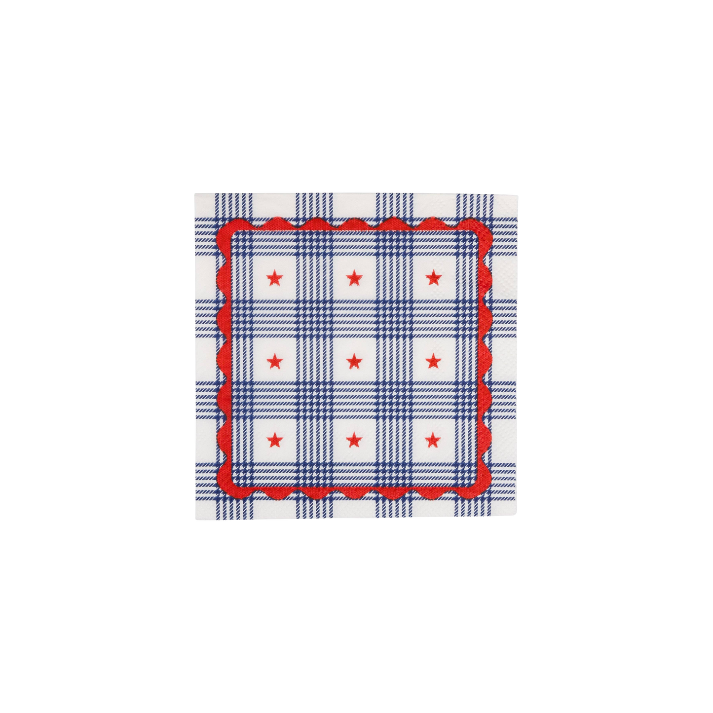 Plaid Stars Paper Cocktail Napkins - Pack of 24