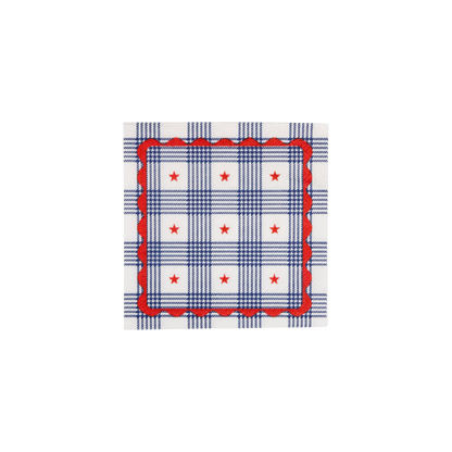 Plaid Stars Paper Cocktail Napkins - Pack of 24