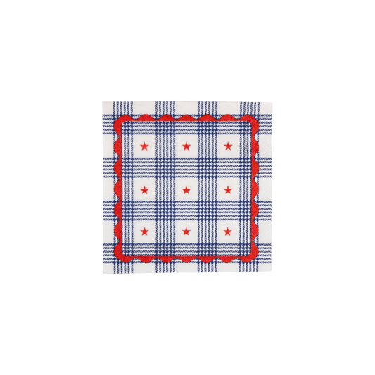 Plaid Stars Paper Cocktail Napkins - Pack of 24
