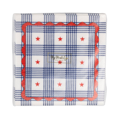 Plaid Stars Paper Cocktail Napkins - Pack of 24