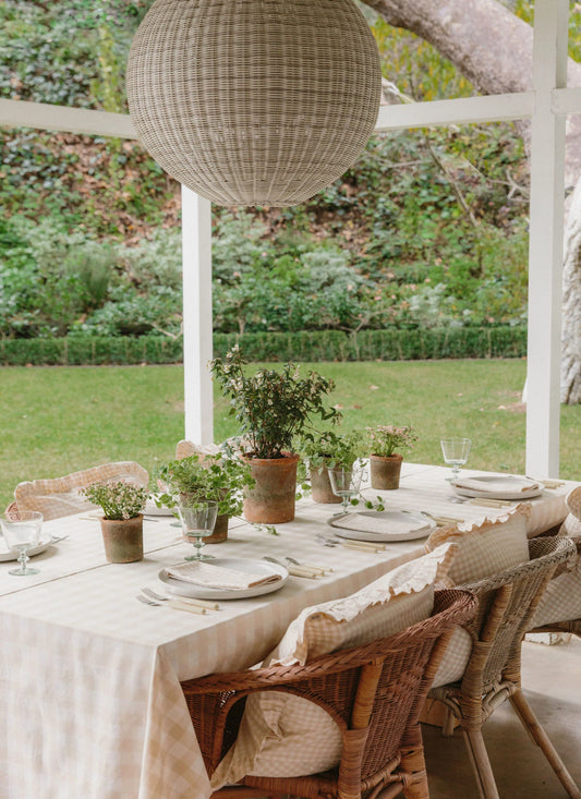 Gingham Tablecloth in Cream
