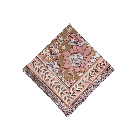 NH Napkin, 20 x 20,  Pink, Tan, White