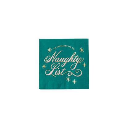 Naughty List Green Cocktail Napkins - Pack of 20