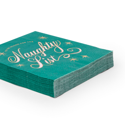 Naughty List Green Cocktail Napkins - Pack of 20