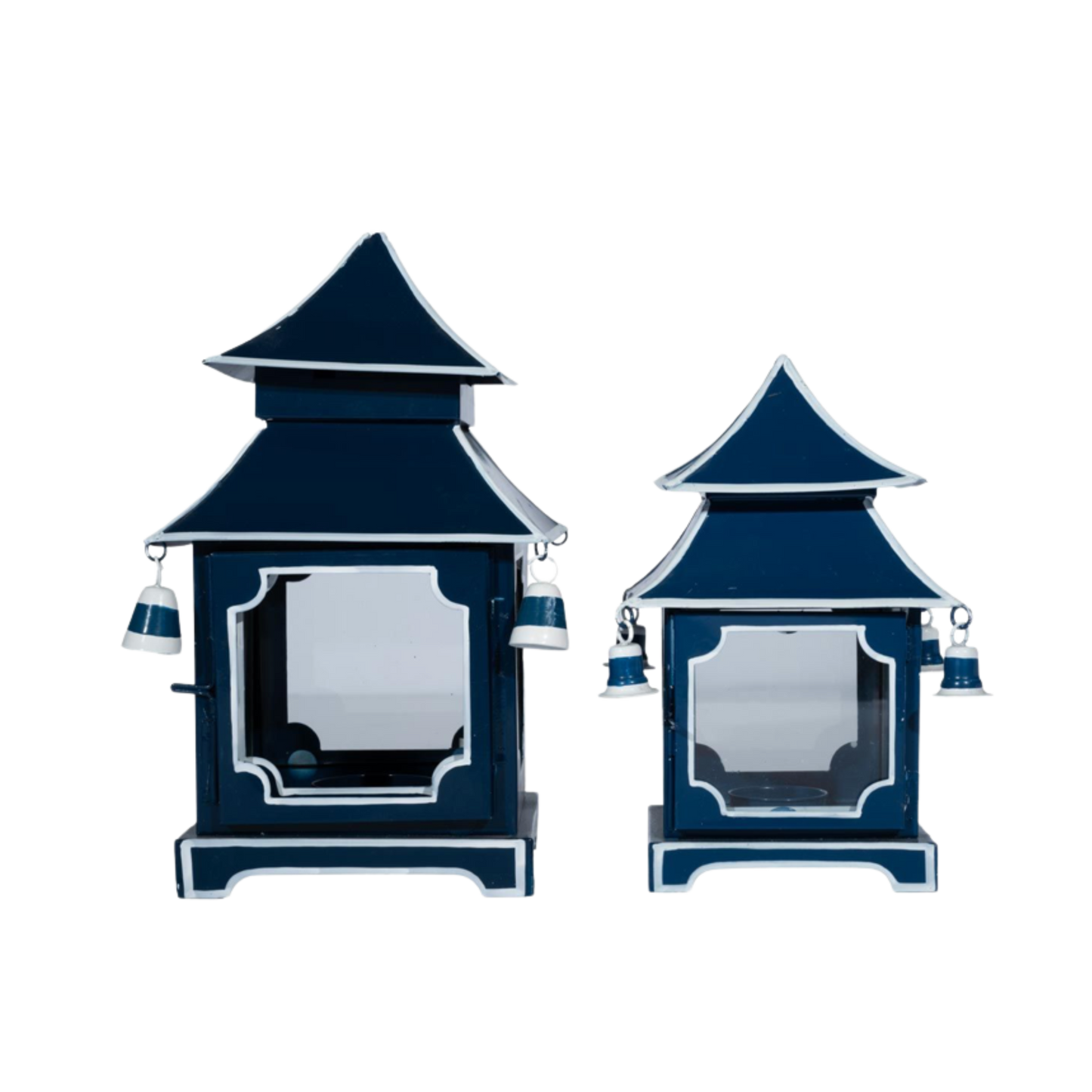 Navy & White Trim Pagoda Lantern