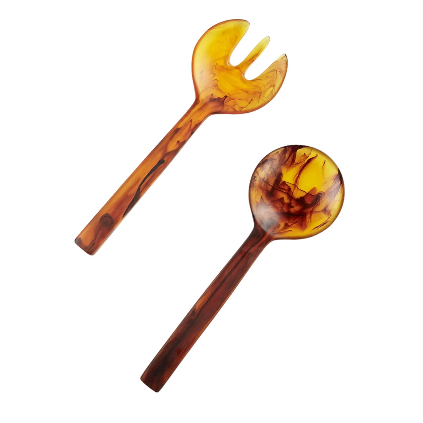 New Servers XL 2-piece set in elegant Tortoise Swirl design; stylish, durable, BPA-free, lead-free, non-porous, FDA-approved, food-safe, and shatter-resistant serving utensils