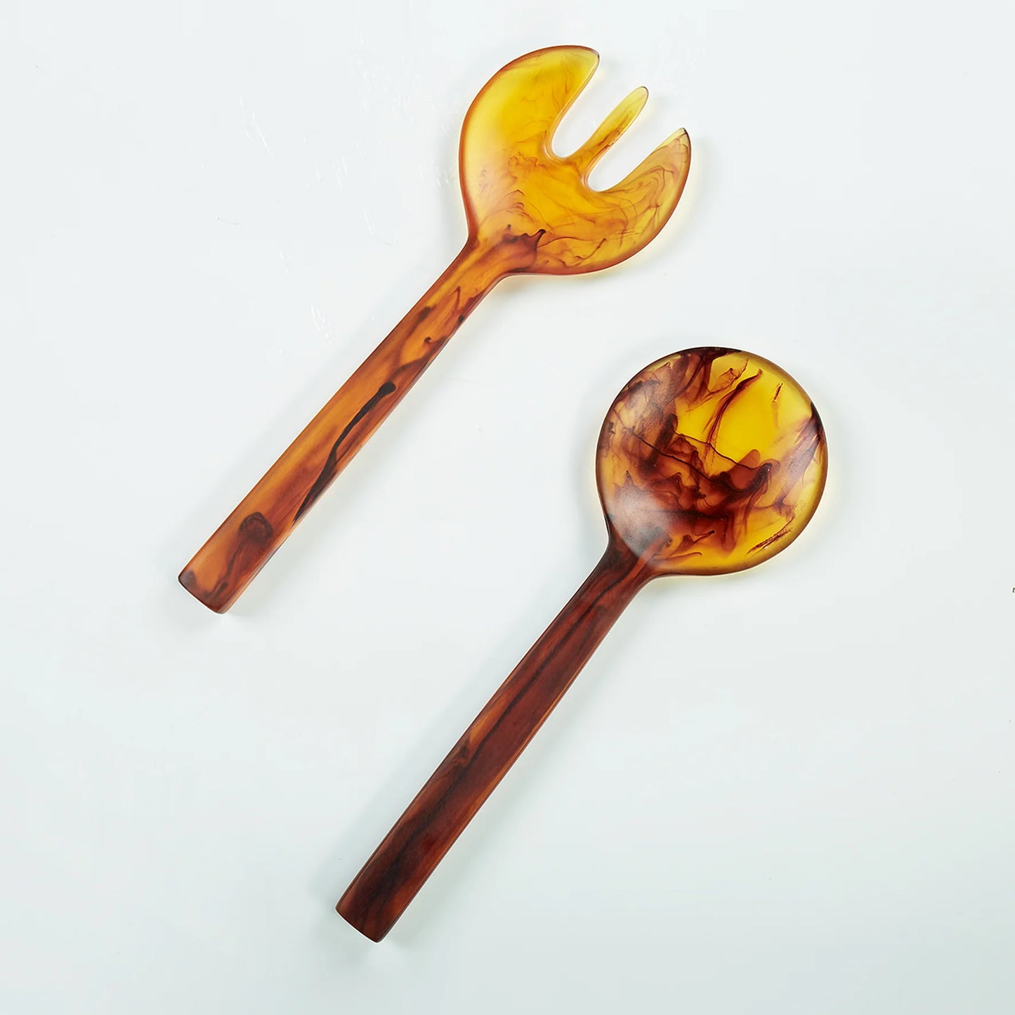 New Servers XL 2-piece set in elegant Tortoise Swirl design; stylish, durable, BPA-free, lead-free, non-porous, FDA-approved, food-safe, and shatter-resistant serving utensils