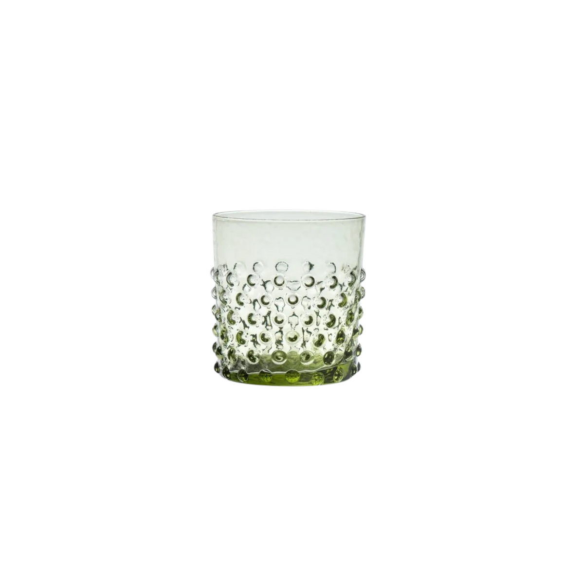 Olive Green Hobnail Whiskey Glasses - Set of 4