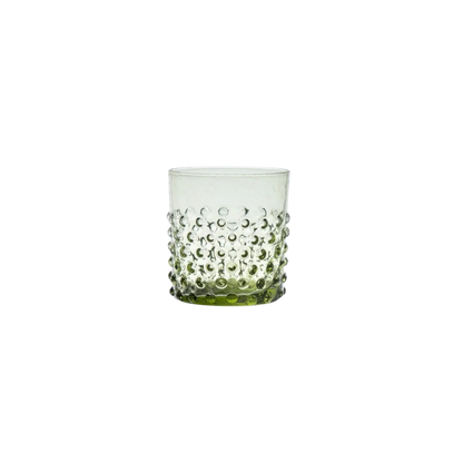 Olive Green Hobnail Whiskey Glasses - Set of 4