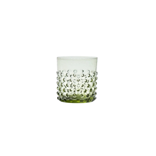 Olive Green Hobnail Whiskey Glasses - Set of 4
