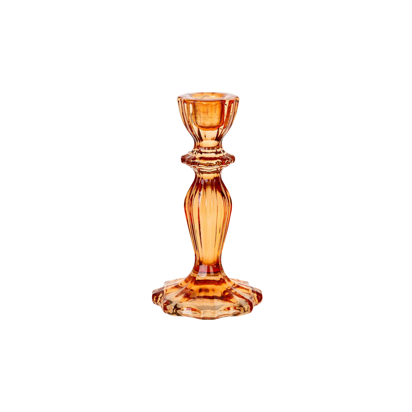 Orange Glass Candlestick Holder