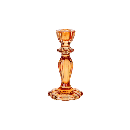 Orange Glass Candlestick Holder