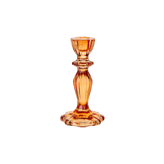 Orange Glass Candlestick Holder