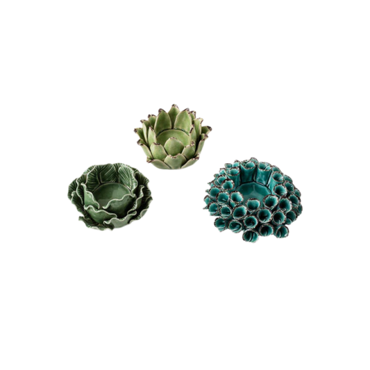 Organic Floral Tea Light Holder Set of 3