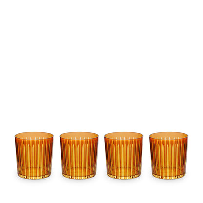 Prism Double Old Fashioned Glasses - Amber  (Set of 4)