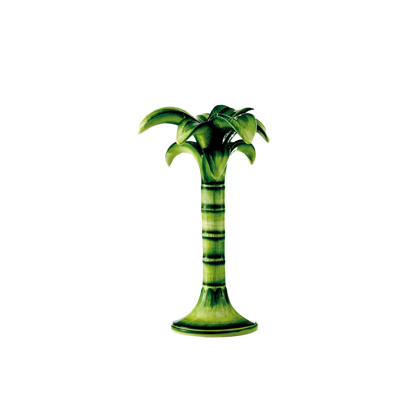 Palm Tree Candle Holder Medium (Green Ceramic) 10 inch