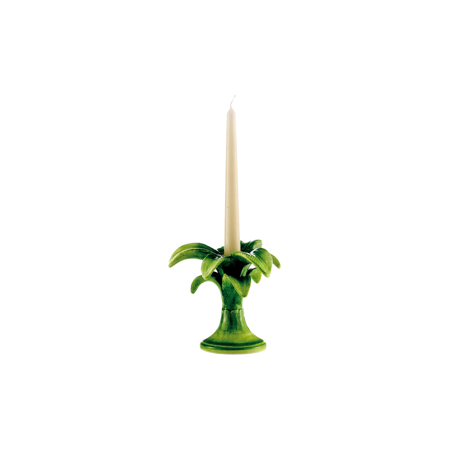 Palm Tree Candle Holder Small (Green Ceramic) 8 inch