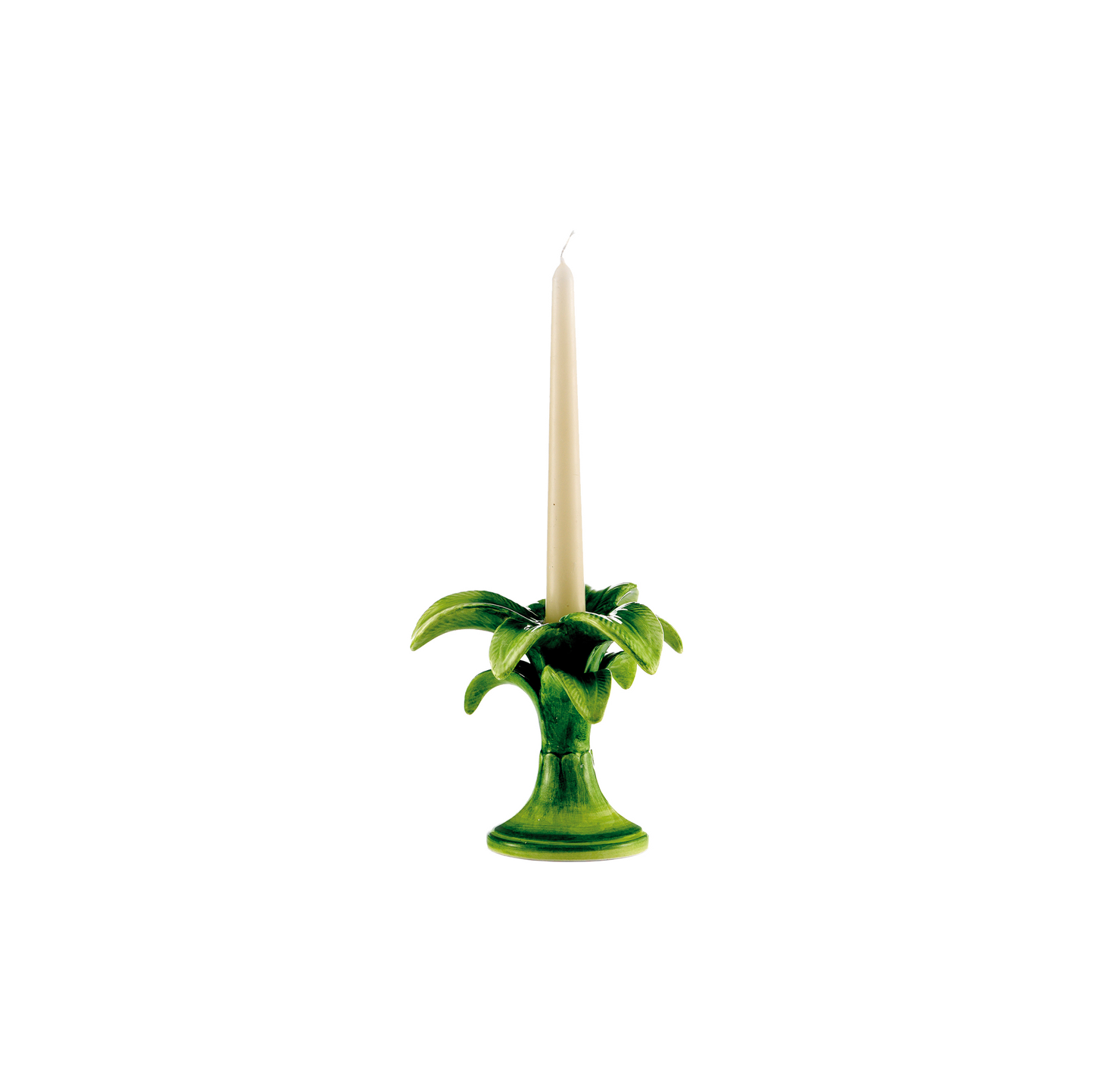 Palm Tree Candle Holder Small (Green Ceramic) 8 inch