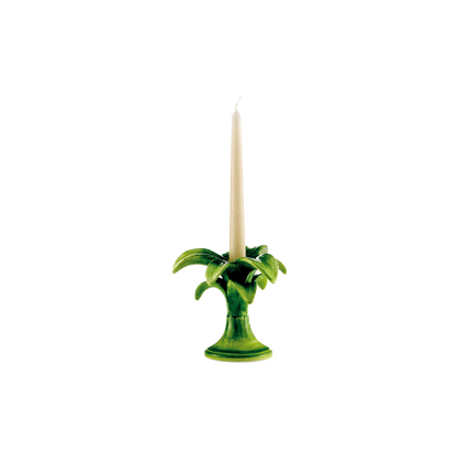 Palm Tree Candle Holder Small (Green Ceramic) 8 inch