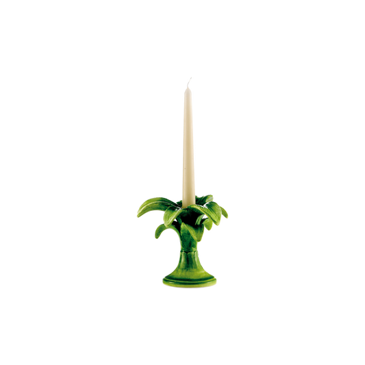 Palm Tree Candle Holder Small (Green Ceramic) 8 inch