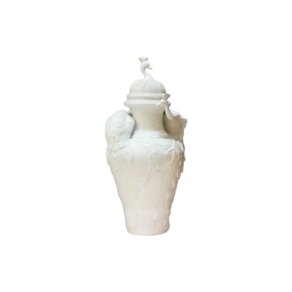 Peacock Ceramic Vase White