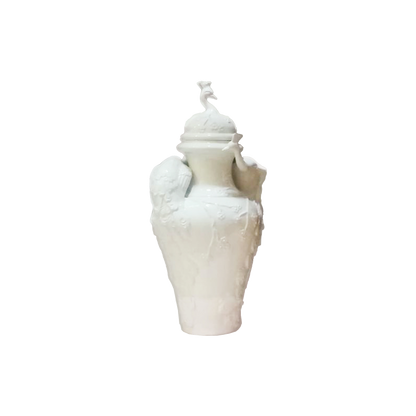 Peacock Ceramic Vase White