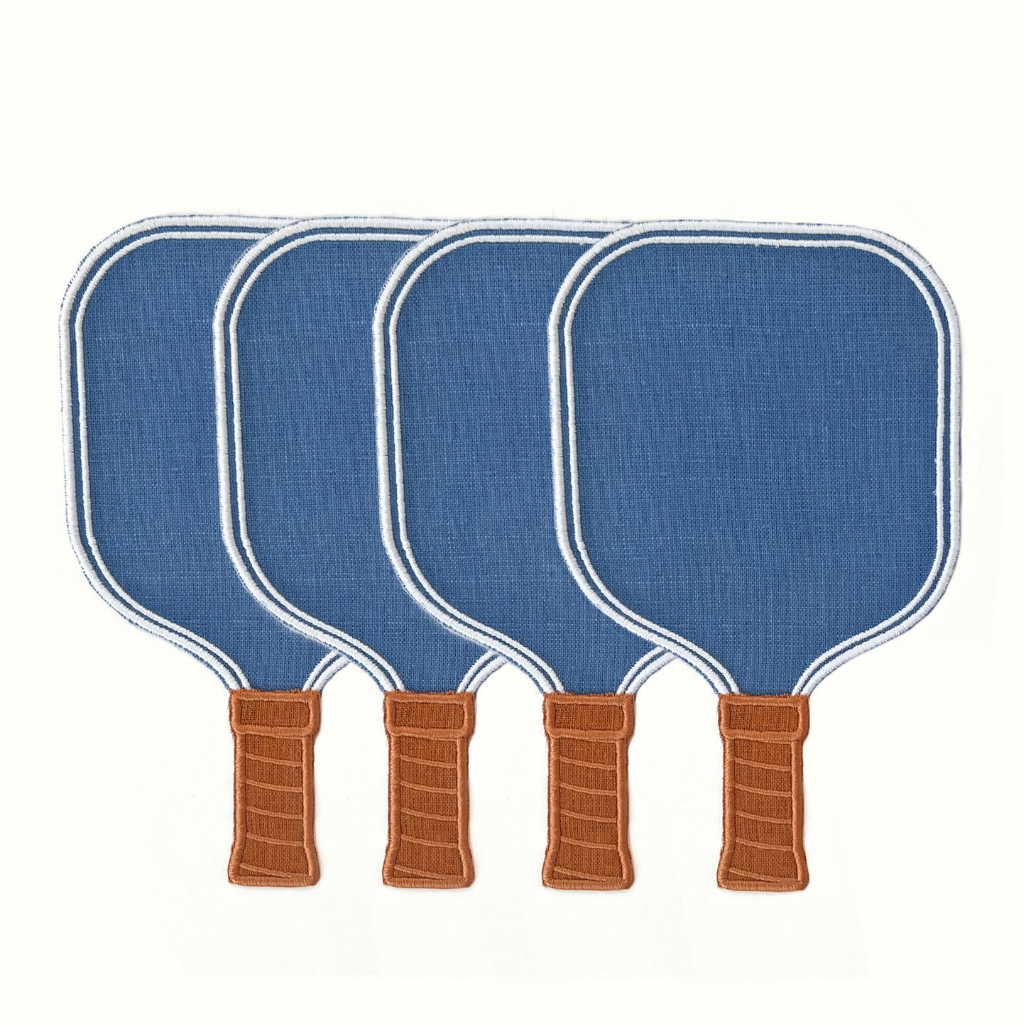 Pickleball Paddle Blue Linen Cocktail Napkins - Set of 4