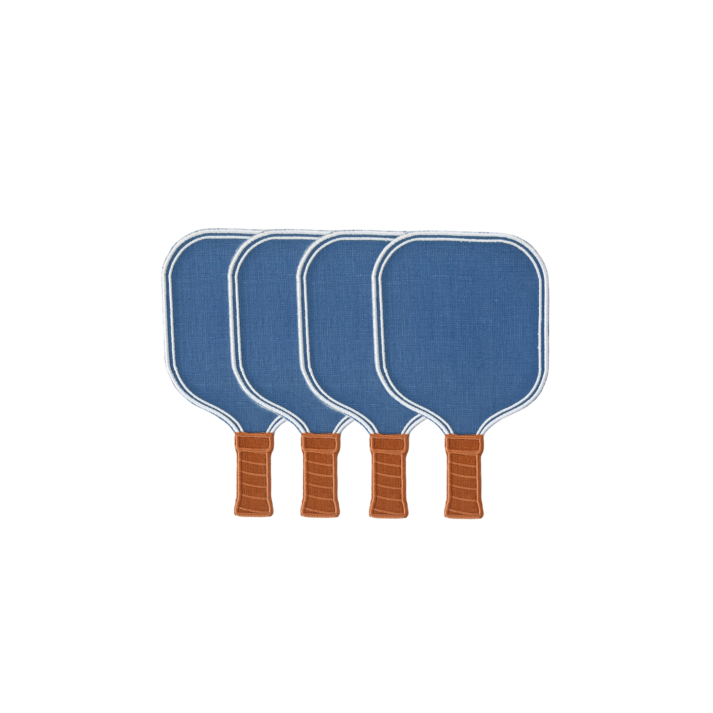 Pickleball Paddle Blue Linen Cocktail Napkins - Set of 4