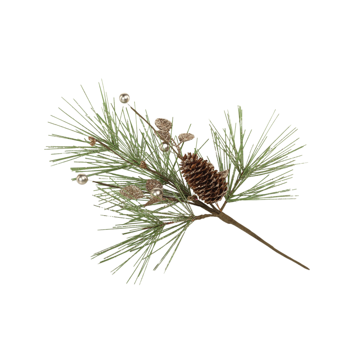 Pine Cone Pick Needle Pine Tree with Glitter Branch