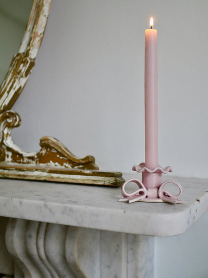 Ceramic Bow Candle Holder- Pink