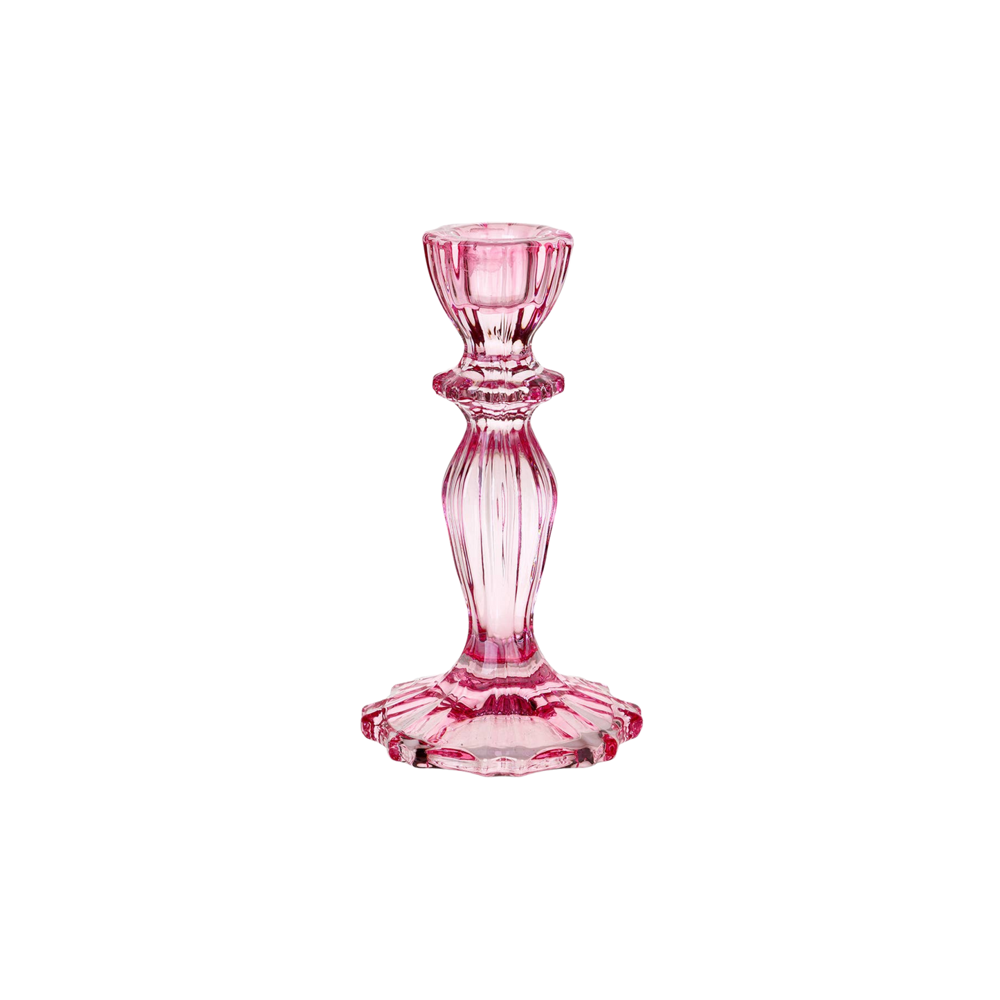 Pink Glass Candlestick Holder