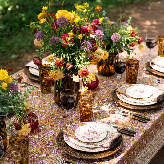 Pomegranate Garden Plum & Ochre Tablecloth