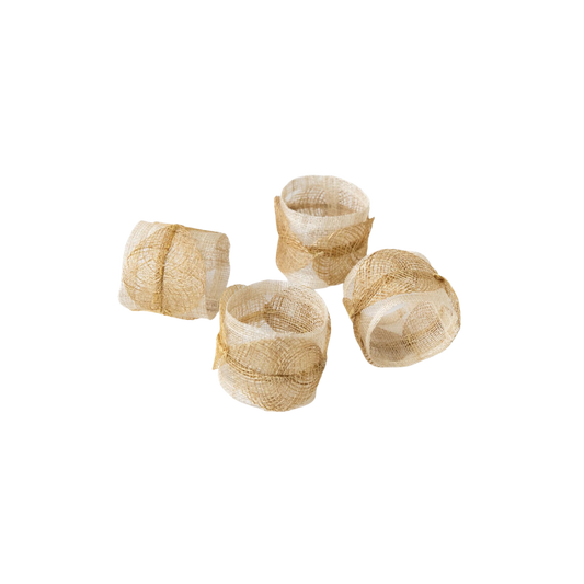 Mustard Poplar Leaf Napkin Rings - Set of 4