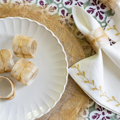 Mustard Poplar Leaf Napkin Rings - Set of 4