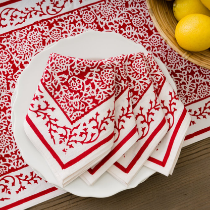 Tapestry Deep Red Napkins - Set of 4