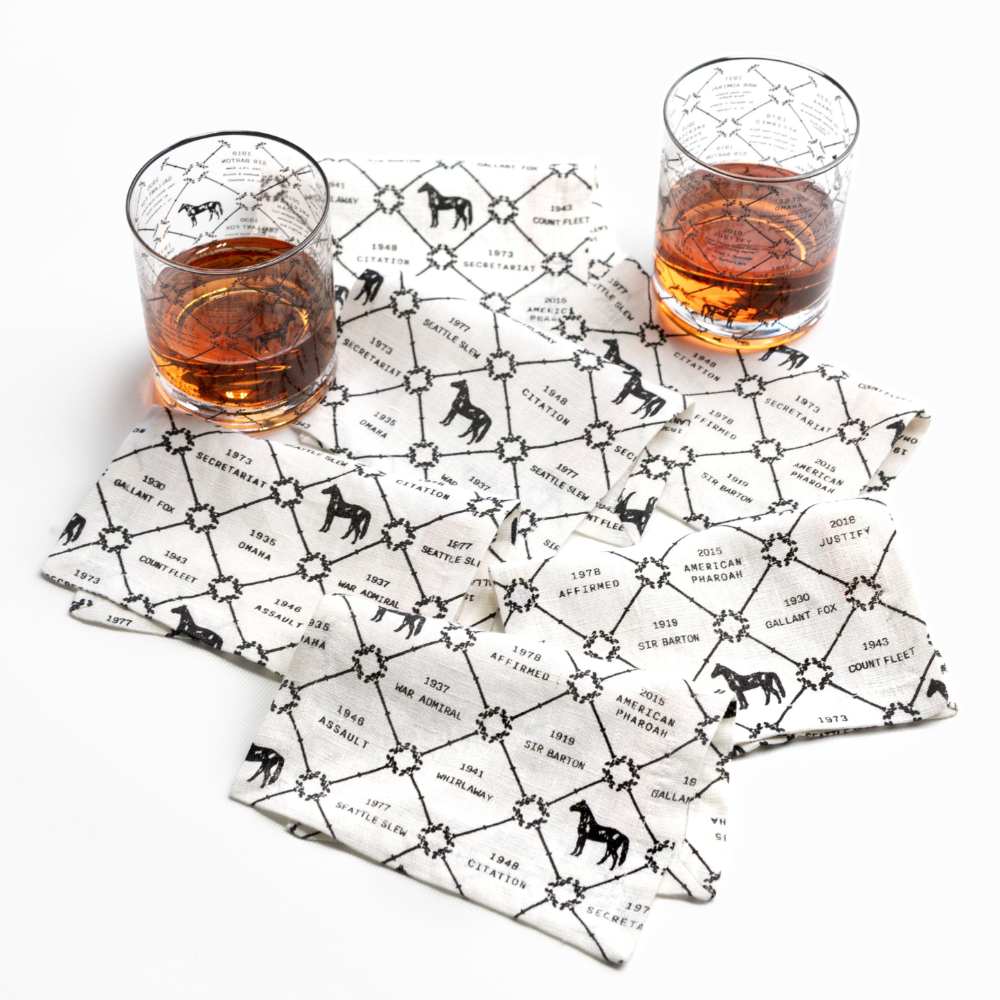 Triple Crown Champions Linen Cocktail Napkins - Set of 6
