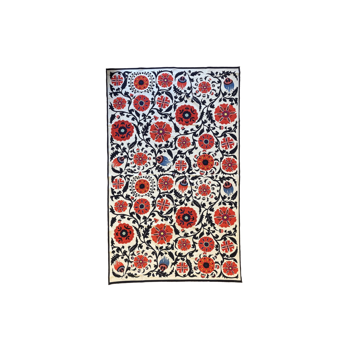 Printed Cotton Tablecloth (Orange/Black Floral)