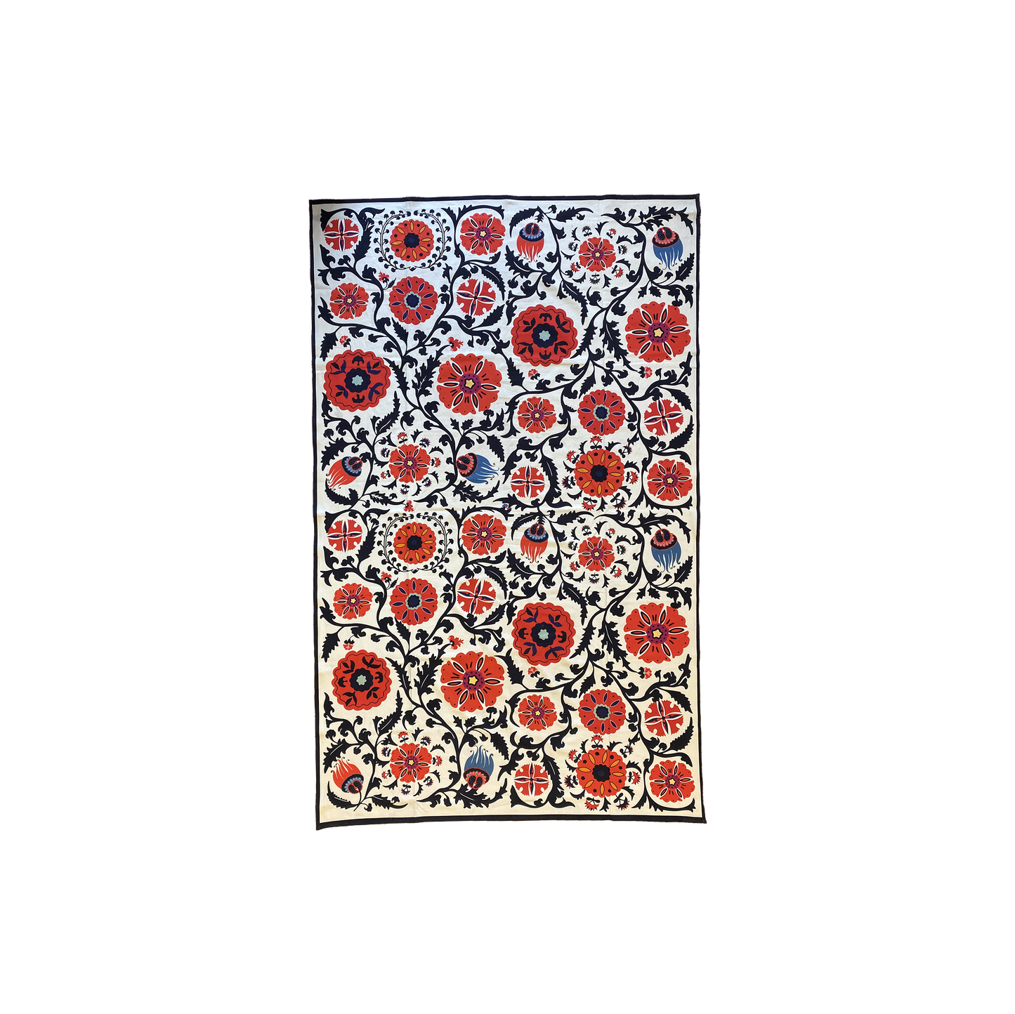 Printed Cotton Tablecloth (Orange/Black Floral)