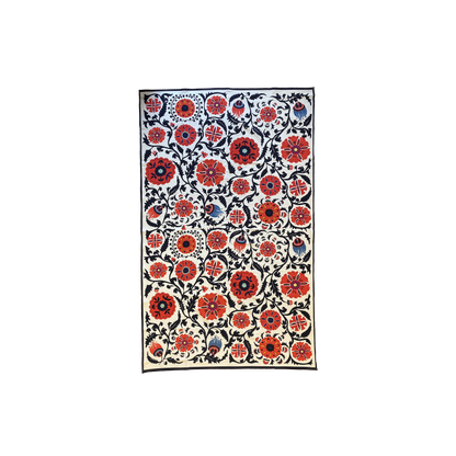 Printed Cotton Tablecloth (Orange/Black Floral)