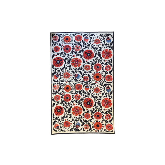 Printed Cotton Tablecloth (Orange/Black Floral)